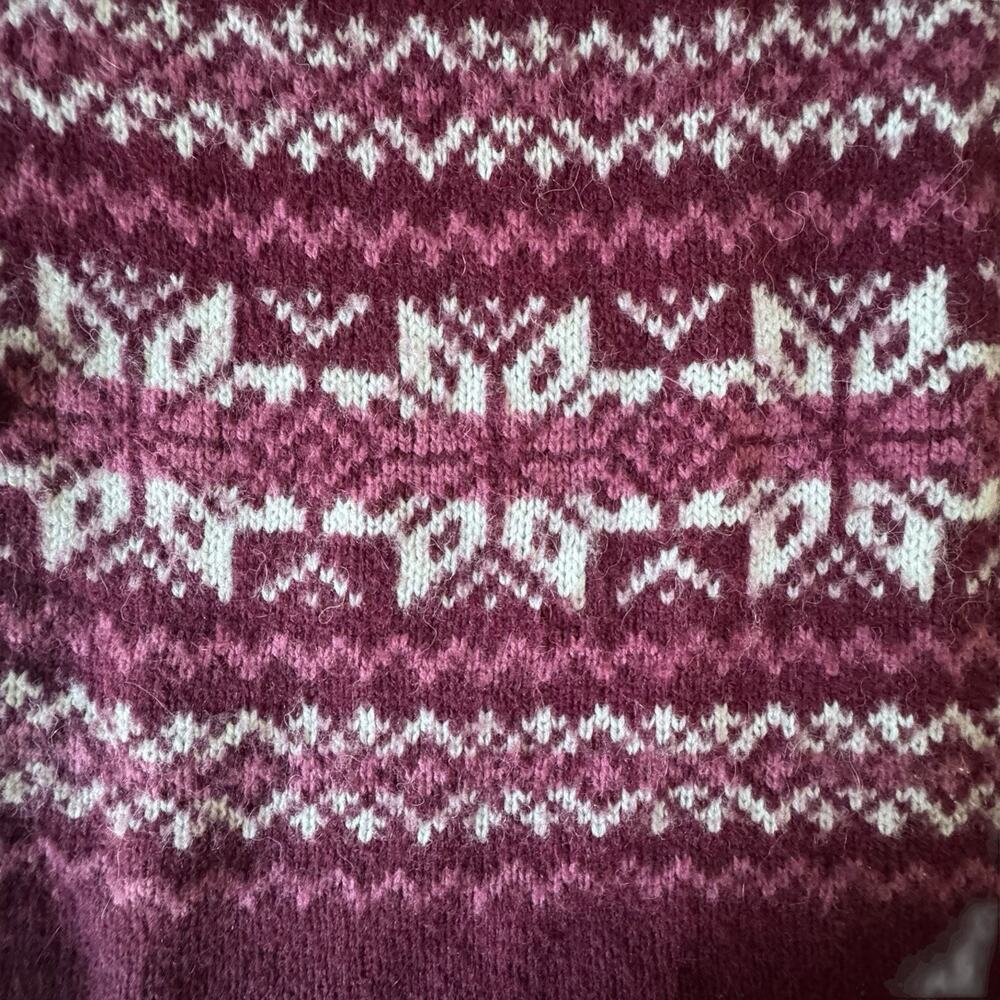 Women's Burgundy and White Patterned Sweater - Picture 2 of 9